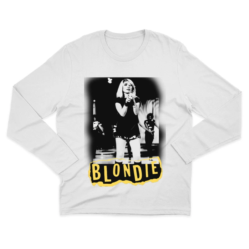 Iconic Blondie Concert Performance in Black and White, 1970s Male Long Sleeve T-Shirt