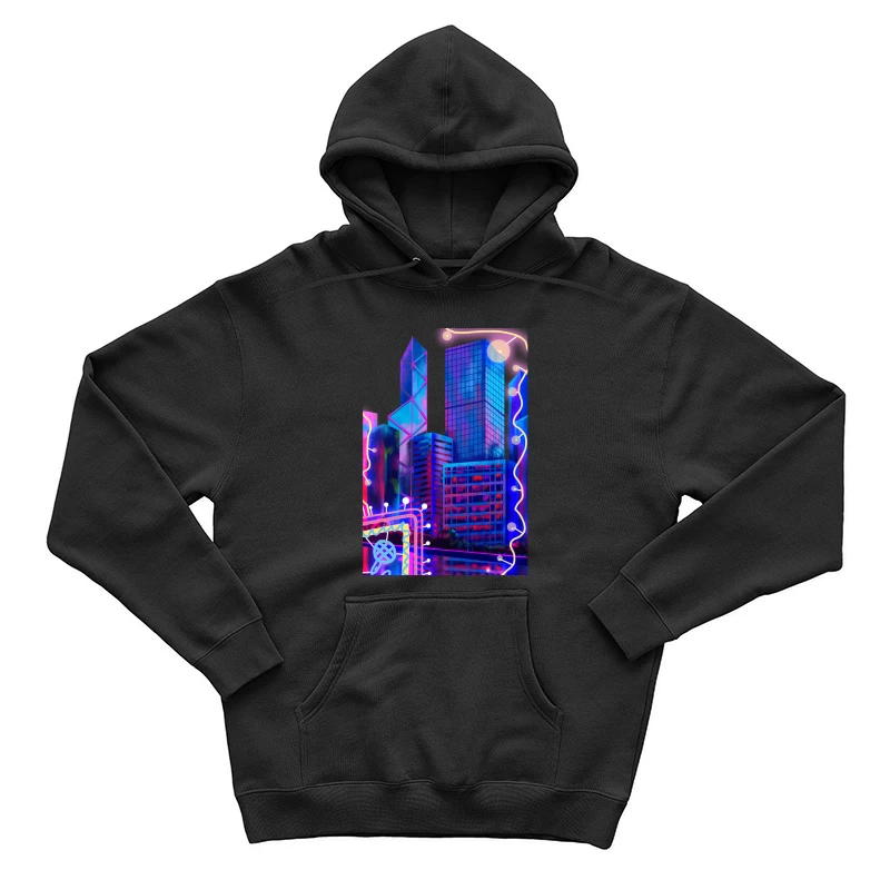 Neon Skyline Kunst Herren Pullover Hoodie