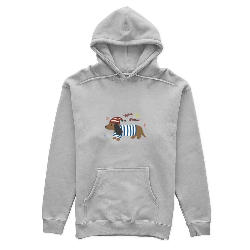 Teckel avec pull rayé et bonnet Femme Sweat à capuche