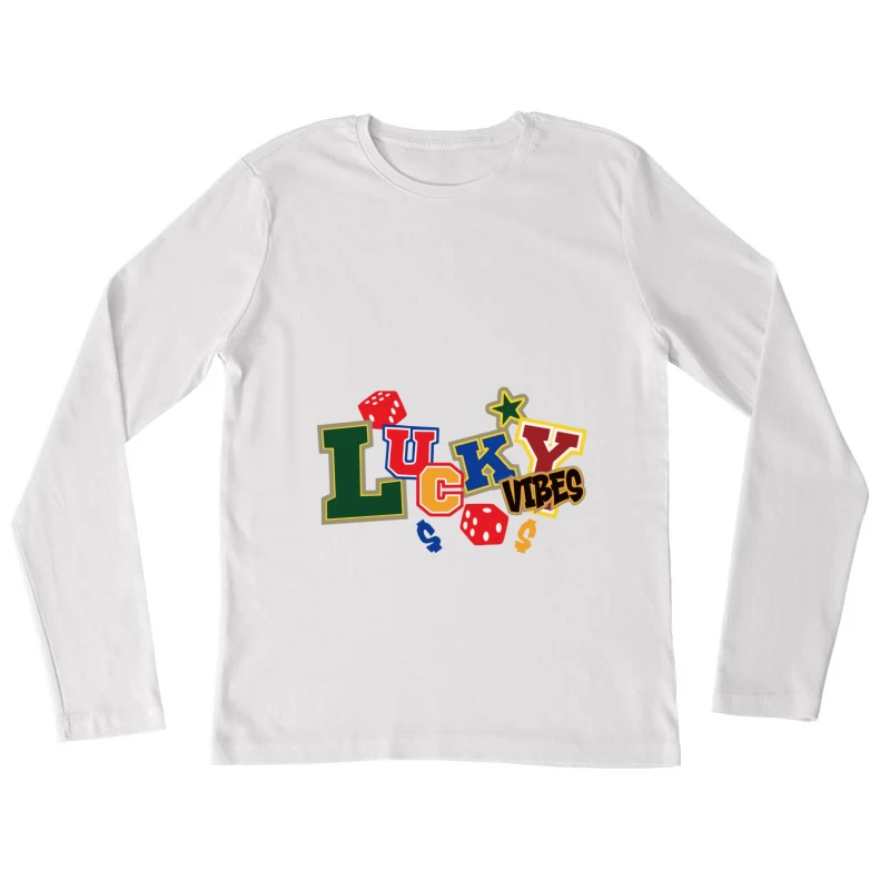 Glückliche Vibes Design mit Würfeln Damen Langarm T-Shirt