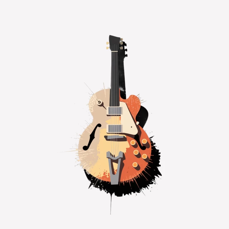 Abstract Electric Guitar Illustration: A Fusion of Art and Music Female T-Shirt