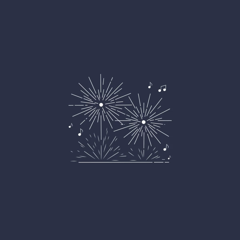Festive Fireworks Celebration with Musical Notes Bucket Hat