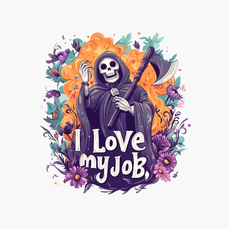 Colorful Grim Reaper's Ironic Job Satisfaction Cotton Tote Bag