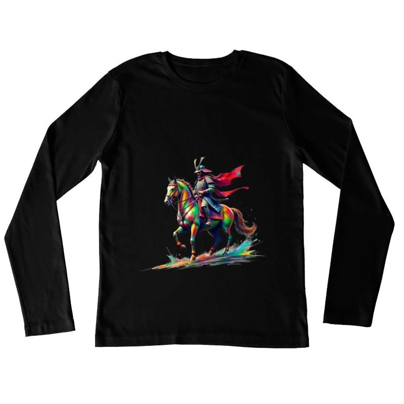 Colorful Samurai Warrior on Horse Female Long Sleeve T-Shirt
