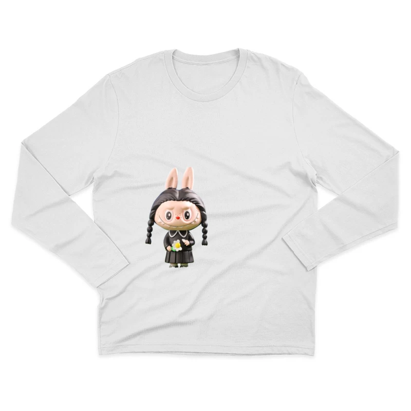 Niedliches Häschen in dunklem Kleid mit Blume Herren Langarm T-Shirt