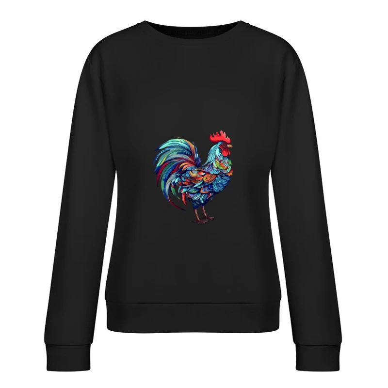 Bunter Hahn Kunstdesign Damen Pullover Sweatshirt