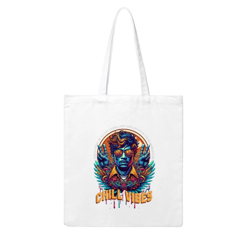 Psychedelic Peace and Chill Vibes Retro Art Design Cotton Tote Bag