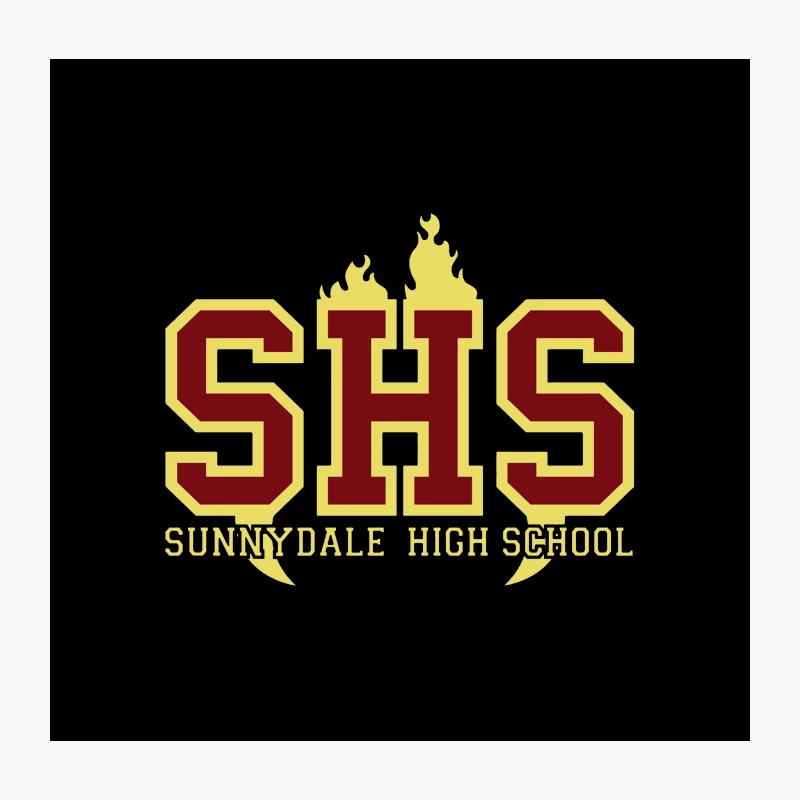 Sunnydale High School Fiery SHS Logo Throw Pillow