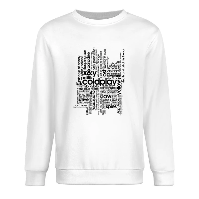 Coldplay Songs Word Cloud Typography Art Male Pullover Sweatshirt