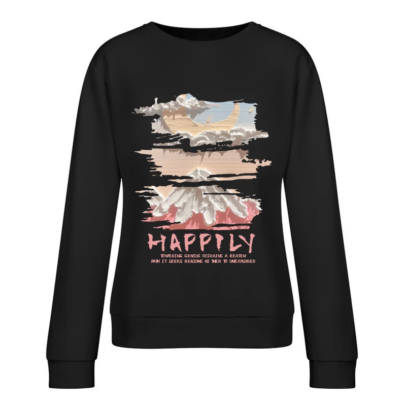 Wolkenberg und Mond Damen Pullover Sweatshirt