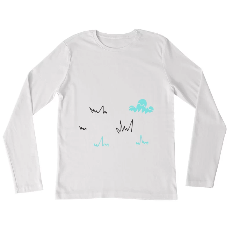 Illustration abstraite avec nuages et traits Femme Manches Longues T-Shirt