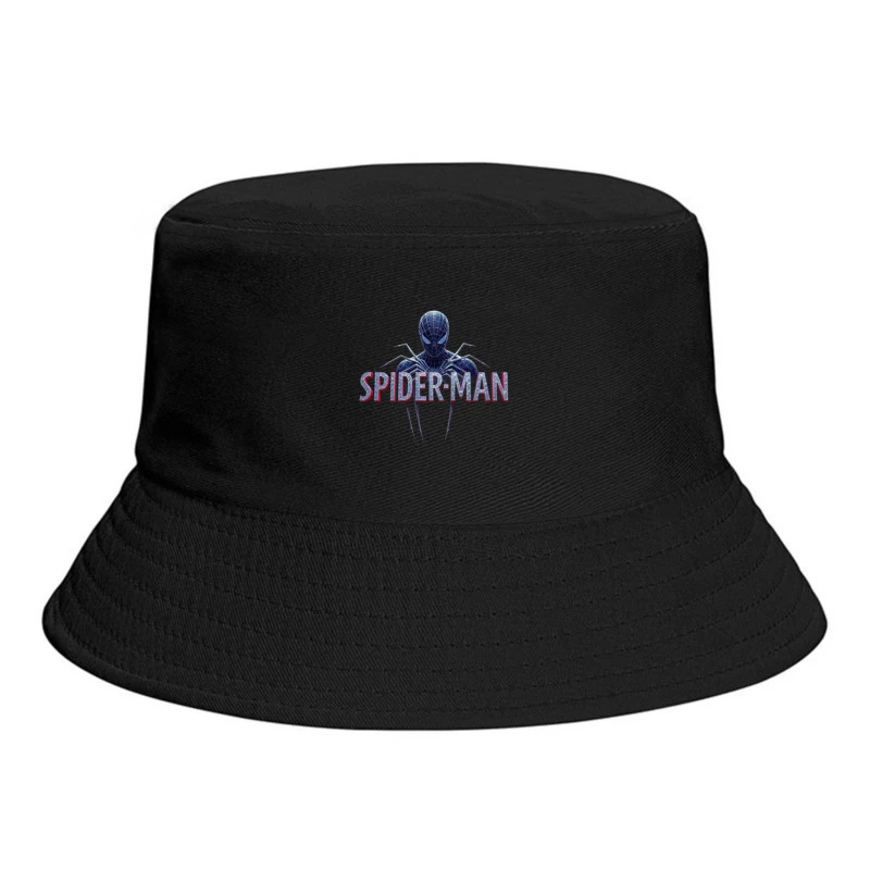 Spider-Man Black Suit Logo with Classic Text Design Bucket Hat