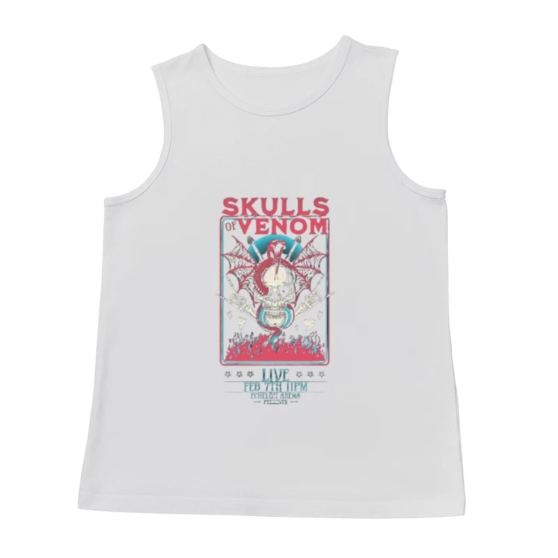 Gothic Skulls of Venom Concert Poster with Spiderwebs and Flames Male Tank Top