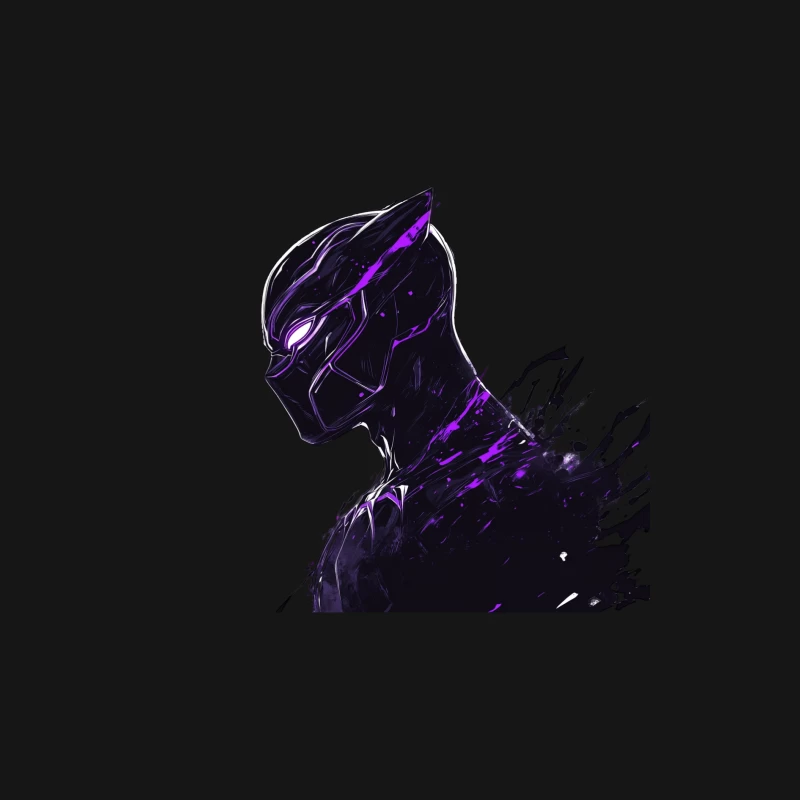 Black Panther Glowing Purple Black Panther Silhouette in Comic Art Style Female Long Sleeve T-Shirt
