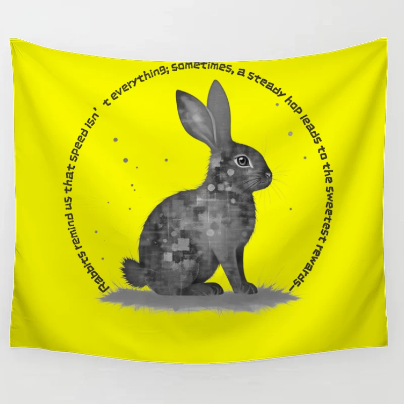 Geometric Rabbit with Circular Inspirational Message Tapestry