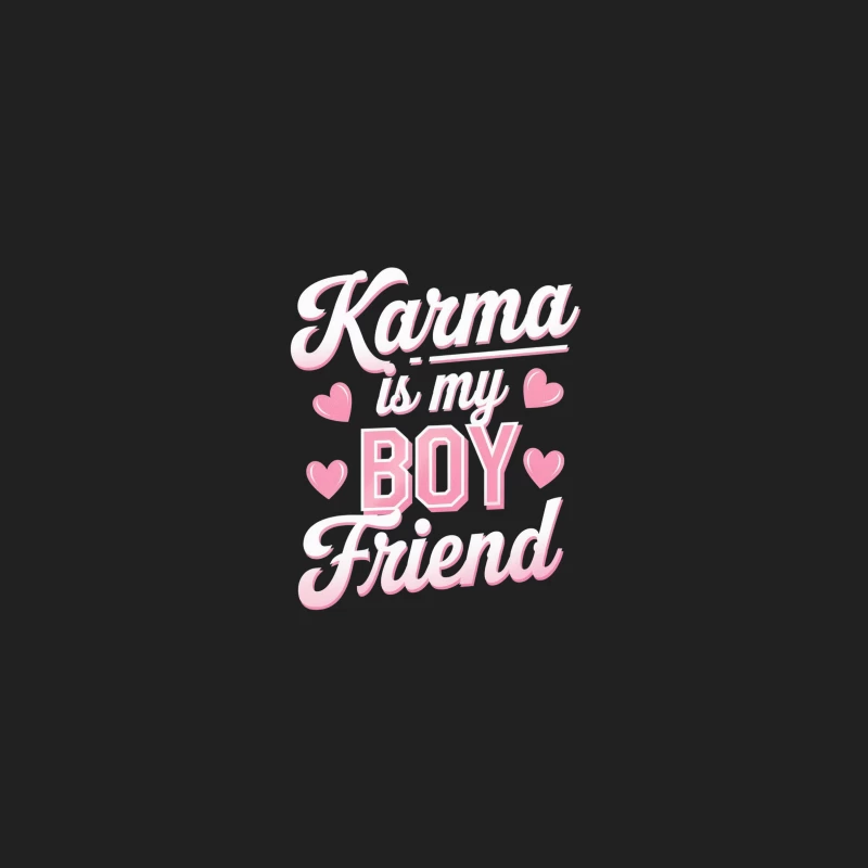 Pink Typography Declaring "Karma Is My Boyfriend" with Hearts Bucket Hat