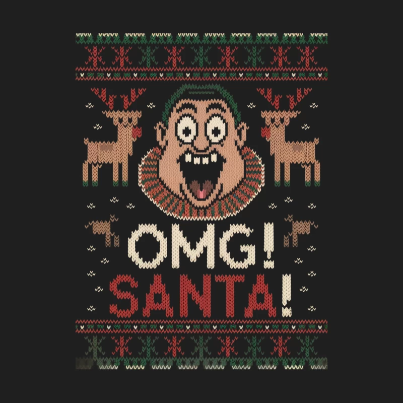 Quirky Christmas Sweater Design with Monkey and Reindeer Male Tank Top