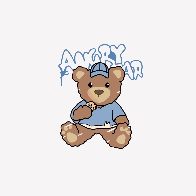 Wütender Teddy mit Keks Herren T-Shirt