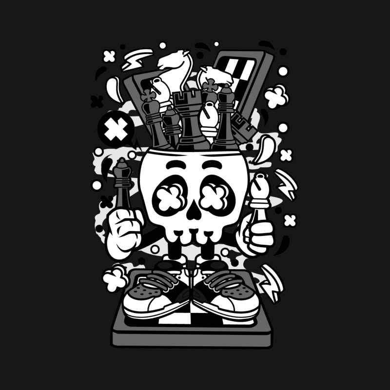 Crâne de jeu d'échecs créatif Homme Manches Longues T-Shirt