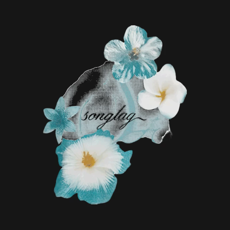 Blumen und Schriftzug Kunst Herren Langarm T-Shirt
