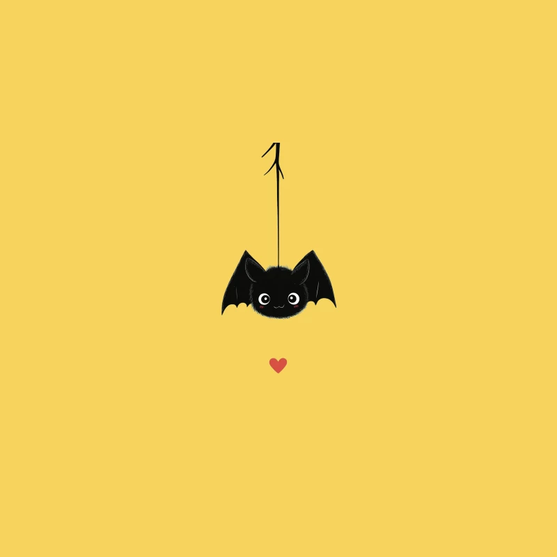 Adorable Cartoon Bat Hanging with Heart Bucket Hat