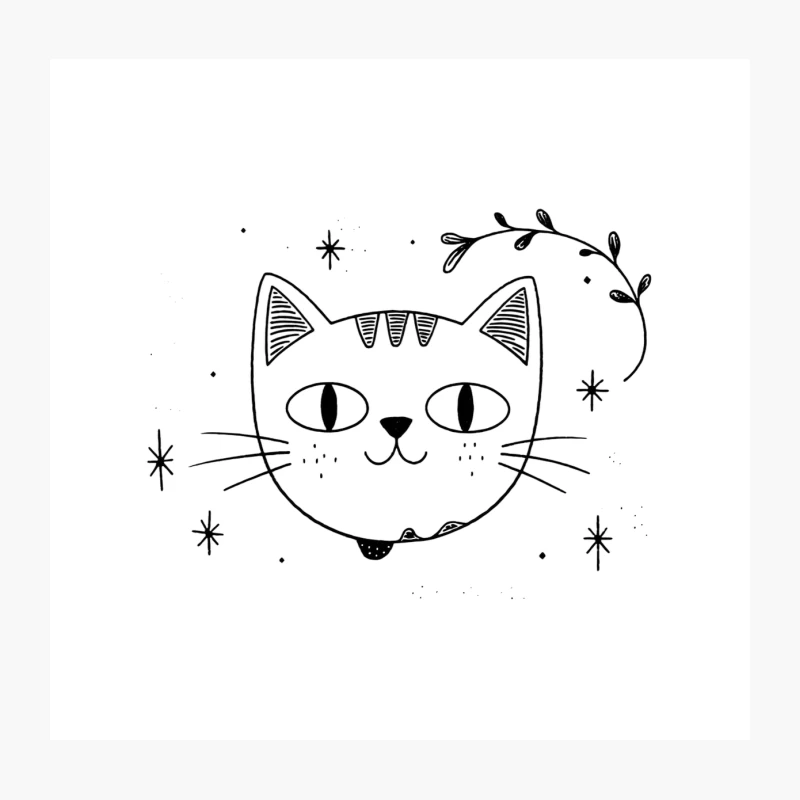 Whimsical Hand-Drawn Cat Illustration Throw Pillow