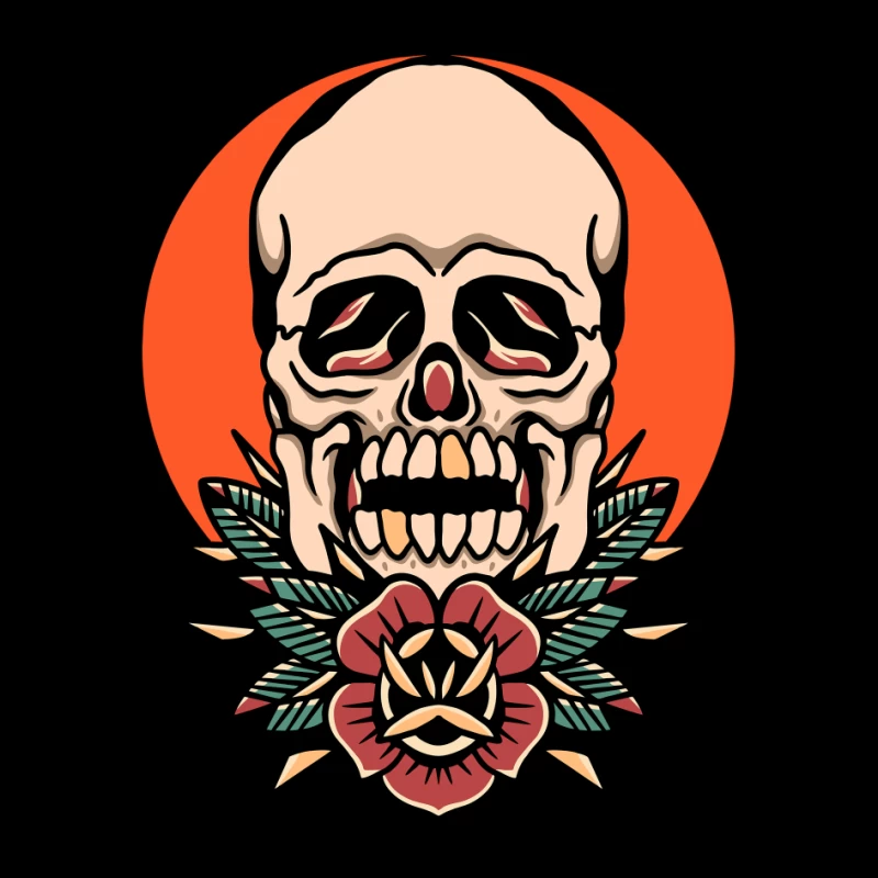 Skull with Floral Design Pin