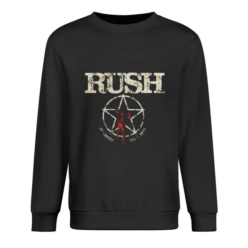 Rush Band Vintage Logo with Pentagram Star Design Male Pullover Sweatshirt