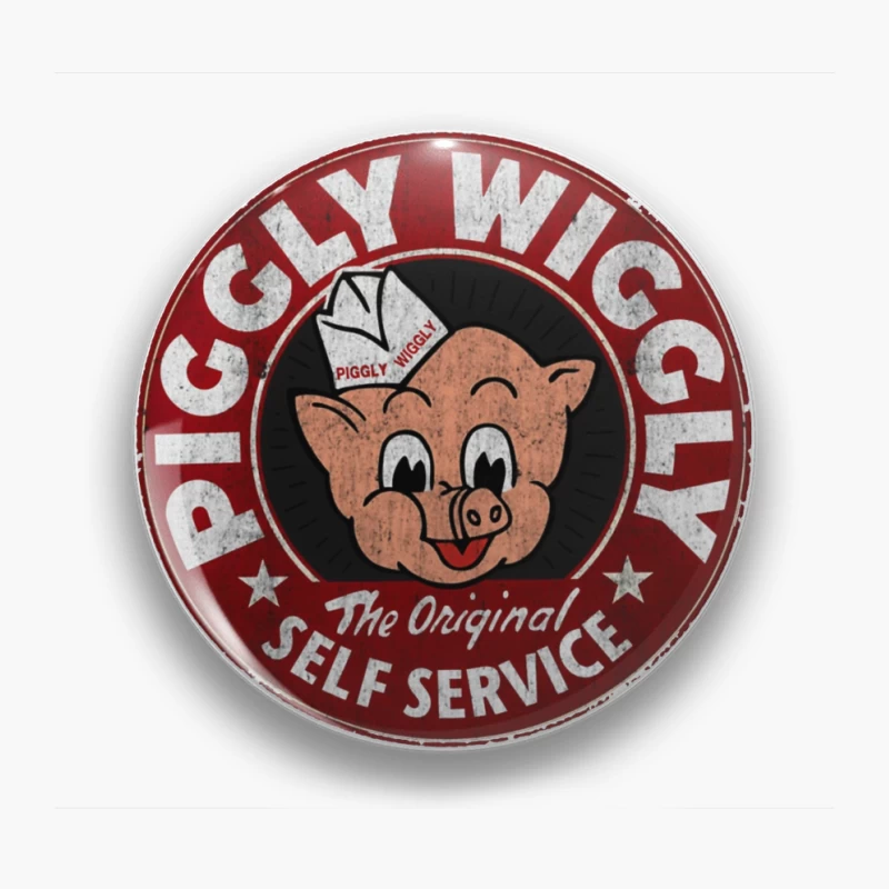 Vintage Piggly Wiggly Self-Service Grocery Store Logo Pin