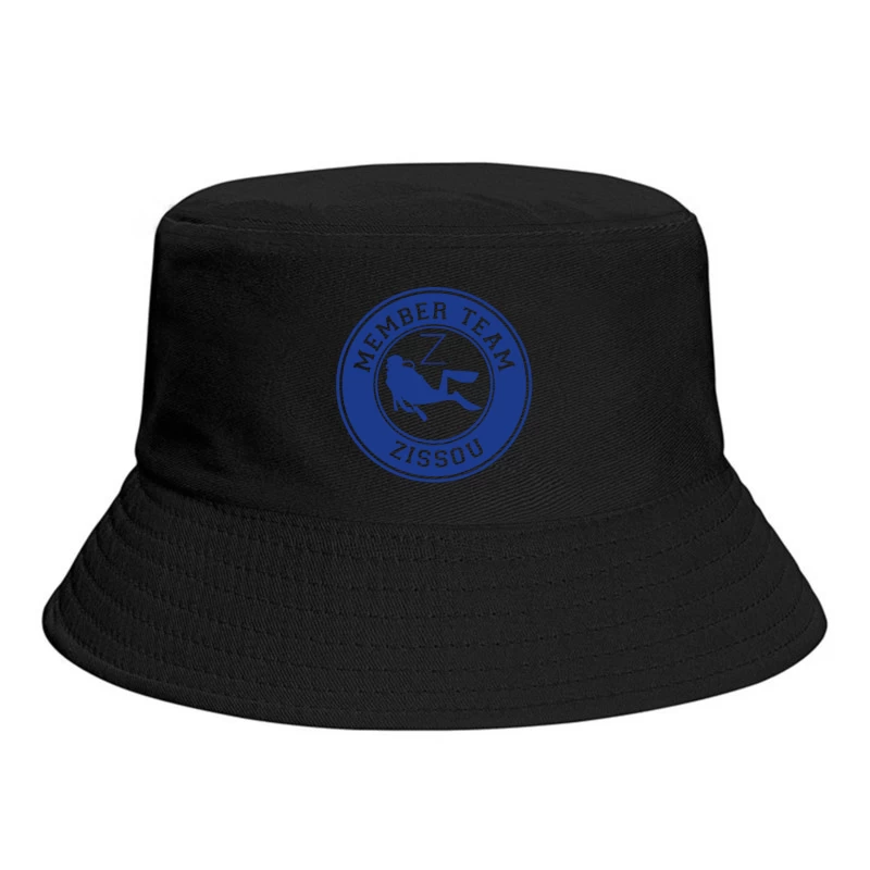 Circular Blue and White Scuba Diving Team Logo Bucket Hat