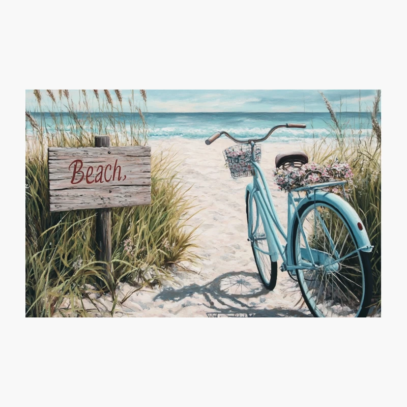 Coastal Getaway: Bicycle Adventure on a Serene Beach Travel Mug